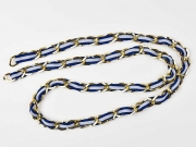 Taschenkette Gold mit Band 1m-Stück, marineblau weiß