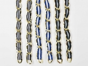 Taschenkette Gold mit Band 1m-Stck, marineblau wei