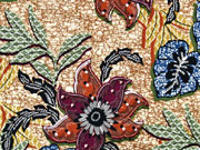 RESTSTCK 74 cm Viskosejersey exotische Blumen, blau terracota beige
