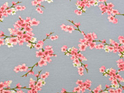 RESTSTCK 67 cm Soft Sweatstoff Kirschblten Zweige, rosa hellgrau