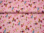 RESTSTCK 126 cm Baumwollstoff Blmchen, rosa