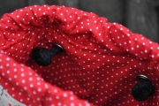 RESTSTCK 14 cm Baumwollstoff kleine Punkte Petite Dots, wei rot