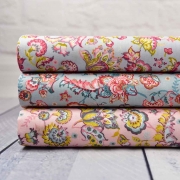 Baumwollstoff Kelchblumen Bltter Ranken, rosa
