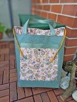 Baumwollstoff Kelchblumen Bltter Ranken, rosa