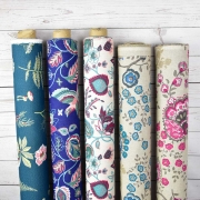 Dekostoff Leinenlook Kelchblumen, pink taupe natur