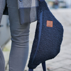 Boucle Stoff Schafslckchen, dunkelblau