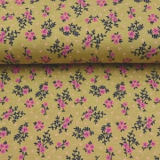 Jerseystoff Blmchen, rosa grngelb