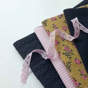 Jerseystoff Blmchen, rosa grngelb
