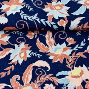 RESTSTCK 43 cm Viskose Stoff Blumen Glitzer, dunkelblau