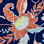 RESTSTCK 43 cm Viskose Stoff Blumen Glitzer, dunkelblau
