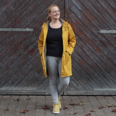 Baumwoll Twill Trenchcoat Stoff Stretch, ockergelb