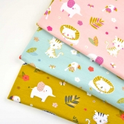 Jerseystoff Elefanten Lwen Tiger Zootiere, helles altrosa