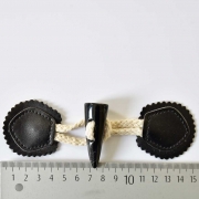 1 Knebelverschluss Dufflecoat Knopf Lederimitat Baumwollkordel, schwarz