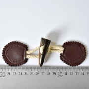1 Knebelverschluss Dufflecoat Knopf Lederimitat Baumwollkordel, dunkelbraun