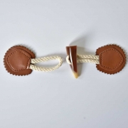 1 Knebelverschluss Dufflecoat Knopf Lederimitat Baumwollkordel, Havanna braun