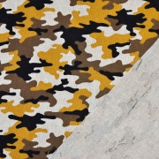 Dekostoff Camouflage Leinenlook, ockergelb braun schwarz