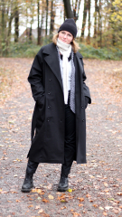 Baumwoll Twill Trenchcoat Stoff Stretch, schwarz