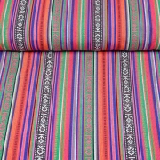Mexiko Stoff Webware Ethno Look Streifen & Borten, rot orange lila