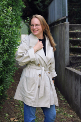 Baumwoll Twill Trenchcoat Stoff Stretch, hellbeige
