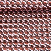 RESTSTCK 95 cm Baumwollstoff Stretch Kreise Ringe, braun rosa