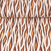 Musselin Baumwollstoff Animal Print zweilagig, orangebraun grauwei