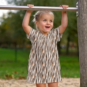 Musselin Baumwollstoff Animal Print zweilagig, orangebraun grauwei