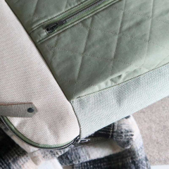 Dekostoff Kstchenmuster meliert, beige cremewei