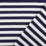 Sweatstoff French Terry Streifen garngefrbt, dunkelblau wei