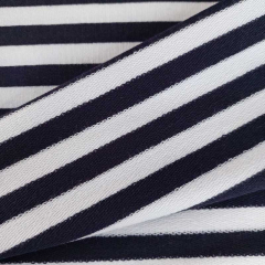 Sweatstoff French Terry Streifen 1,3 cm breit garngef�rbt, dunkelblau wei�