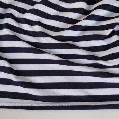 Sweatstoff French Terry Streifen 1,3 cm breit garngef�rbt, dunkelblau wei�