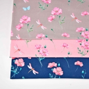 Jerseystoff Blumen Libellen Digitaldruck, pink taupe