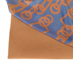 Viskose Stoff Blusenstoff Ringe Quadrate, terracotta braun jeansblau