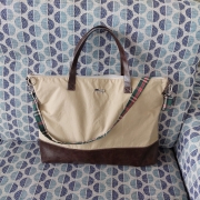 Lederimitat Vintage Look mit Gewebercken, dunkelbraun