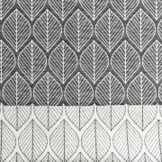 Dekostoff Bltter Jacquard Doubleface, cremewei schwarz