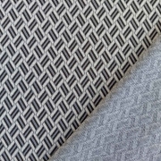 Jerseystoff Jacquard Strickjersey grafisches Muster, creme grau schwarz