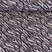 RESTSTCK 168 cm Strickstoff Zebra Muster Animal Print, braun schwarz ecrue