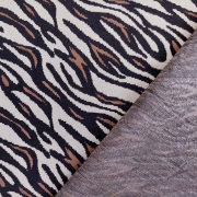 RESTSTCK 168 cm Strickstoff Zebra Muster Animal Print, braun schwarz ecrue