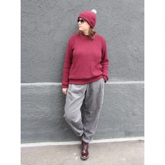 Strickstoff Baumwolle Halbpatent gerippt, dunkel bordeaux