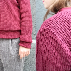 Strickstoff Baumwolle Halbpatent gerippt, dunkel bordeaux