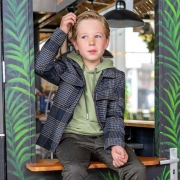 Mantelstoff Jackenstoff Glencheck Karomuster, grau rostbraun