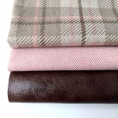 RESTSTCK 35 cm Dekostoff Karo Muster Quadrate, rosa dunkelbraun natur