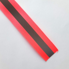 Reflektorband Ripsband Streifen 2.5 cm, neonpink silbergrau
