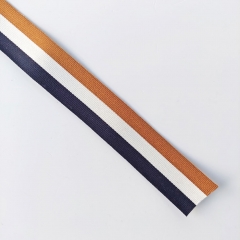 Webband Streifen 25 mm, hellbraun cremeweiss dunkelblau