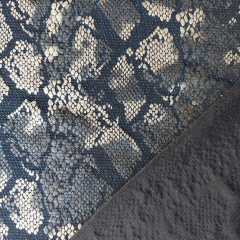 Jerseystoff Schlangenmuster Animal Print Glitzerpunkte, blau taupe grau