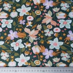 RESTSTCK 138 cm Soft Sweatstoff Blumen, dunkelgrn