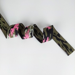 Gummiband Camouflage Army Print 4 cm, pink schwarz khakigrün