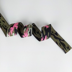 Gummiband Camouflage Army Print 4 cm, pink schwarz khakigrn