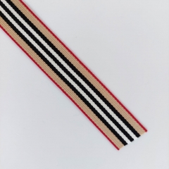 Webband Streifen 25 mm, rot beige schwarz wei