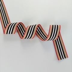 Webband Streifen 25 mm, rot beige schwarz wei
