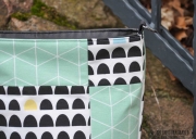 RESTSTCK 40 cm Dekostoff diagonale Streifen, zitronengelb wei
